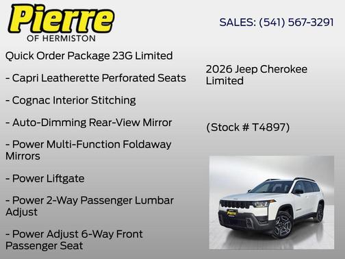 Bright White Clearcoat 2026 Jeep Cherokee Limited