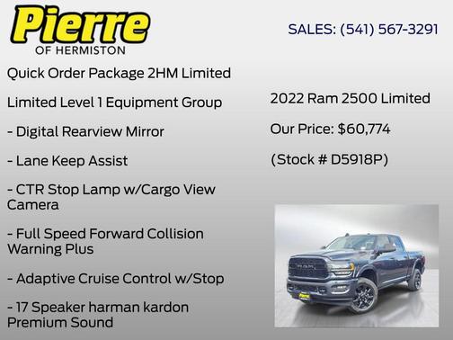 Steel Metallic 2022 RAM 2500 Limited Crew Cab 4x4 6'4' Box