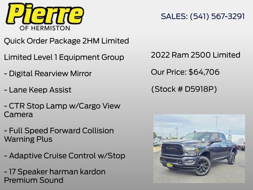 Steel Metallic 2022 RAM 2500 Limited Crew Cab 4x4 6'4' Box