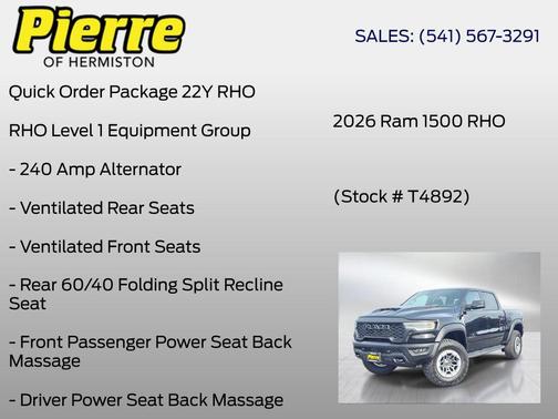 Diamond Black Crystal Pearlcoat 2026 RAM 1500 RHO Crew Cab 4x4 5'7' Box