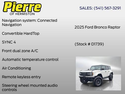 OXFORD WHITE 2025 Ford Bronco Raptor