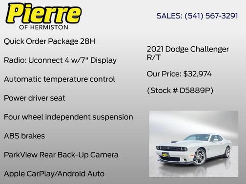 White 2021 Dodge Challenger R/T
