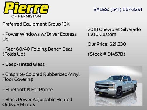 Silver Ice Metallic 2018 Chevrolet Silverado 1500 Custom
