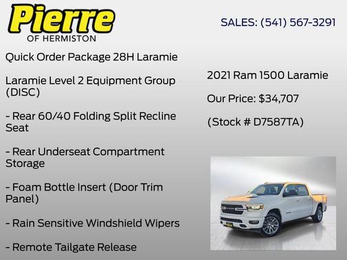 Bright White Clearcoat 2021 RAM 1500 Laramie