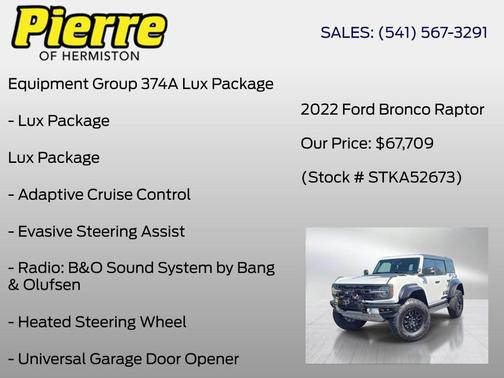 OXFORD WHITE 2022 Ford Bronco Raptor