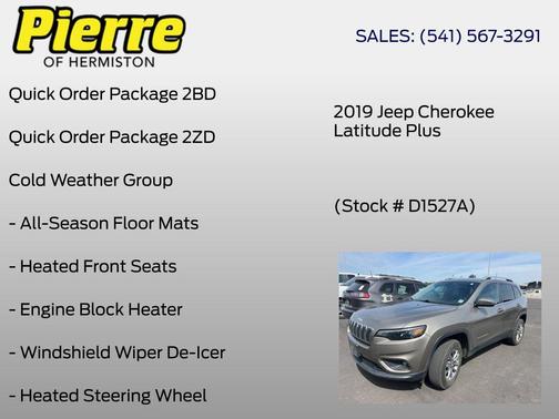 Light Brownstone Pearlcoat 2019 Jeep Cherokee Latitude Plus