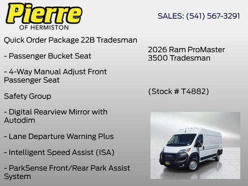Bright White Clearcoat 2026 RAM ProMaster 3500 High Roof