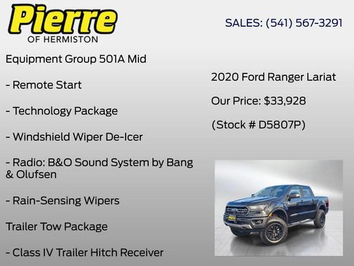 SHADOW BLACK 2020 Ford Ranger LARIAT