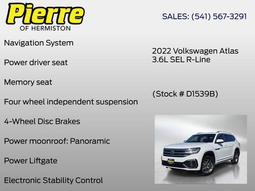 Pure White 2022 Volkswagen Atlas 3.6L SEL