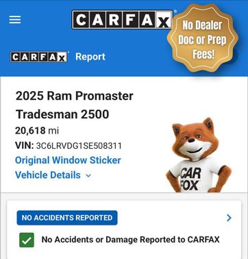 Bright White Clearcoat 2025 RAM ProMaster 2500 Tradesman
