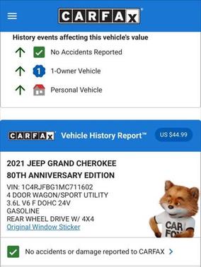 2021 Jeep Grand Cherokee 80th Anniversary 4X4