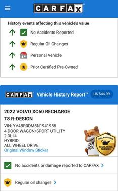 2022 Volvo XC60 Recharge Plug-In Hybrid T8 R-Design