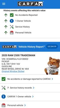 2020 RAM 2500 Tradesman Regular Cab 4X4 8' Box