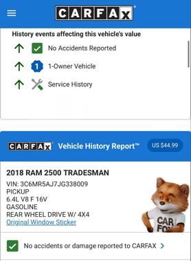 2018 RAM 2500 Tradesman Regular Cab 4x4 8' Box