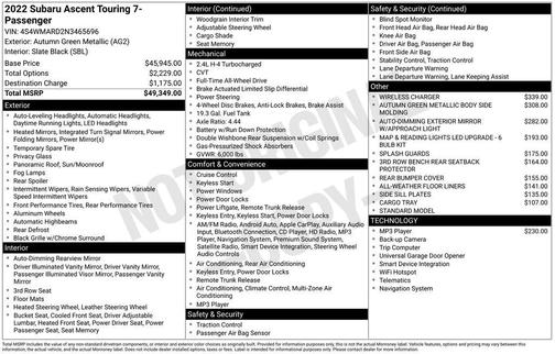 2022 Subaru Ascent Touring 7-Passenger