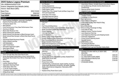 2025 Subaru Legacy Premium