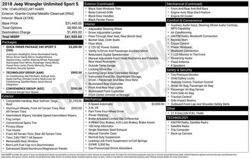 2018 Jeep Wrangler Unlimited Sport