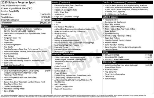 Crystal Black Silica 2025 Subaru Forester Sport