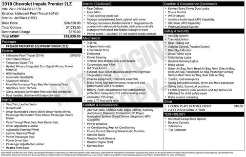2018 Chevrolet Impala 2LZ