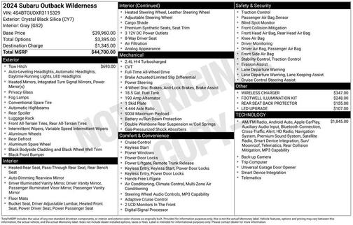 Crystal Black Silica 2024 Subaru Outback Wilderness