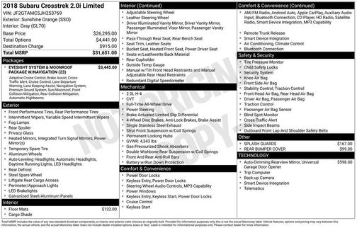 2018 Subaru Crosstrek 2.0i Limited