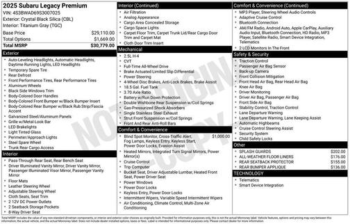 2025 Subaru Legacy Premium