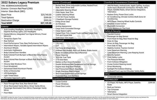 2022 Subaru Legacy Premium