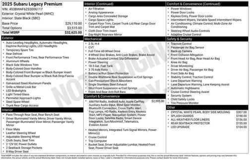 2025 Subaru Legacy Premium