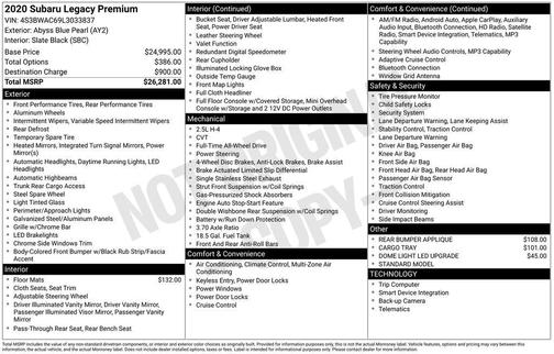 2020 Subaru Legacy Premium