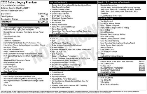 2025 Subaru Legacy Premium