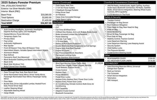 Ice Silver Metallic 2025 Subaru Forester Premium