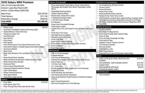 2020 Subaru WRX Premium