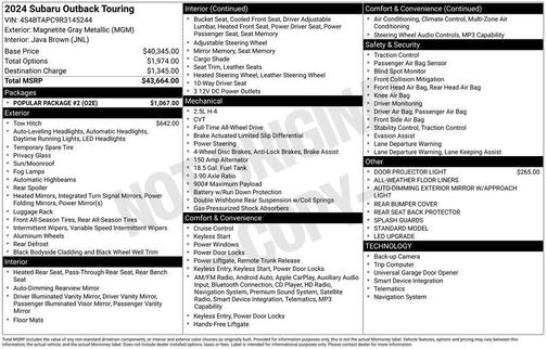 Magnetite Gray Metallic 2024 Subaru Outback Touring