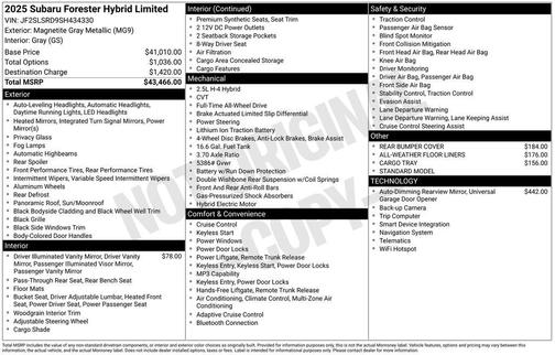 2025 Subaru Forester Hybrid Limited