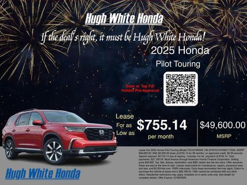 Radiant Red 2025 Honda Pilot Touring 8-Passenger