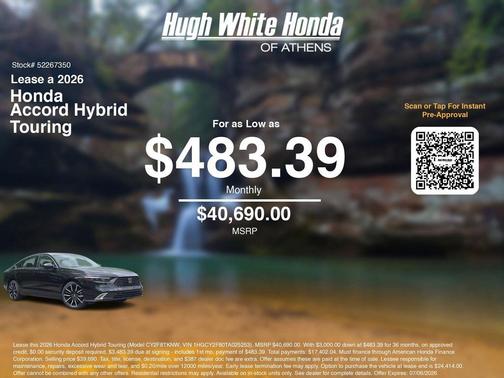 Crystal Black 2026 Honda Accord Hybrid Touring
