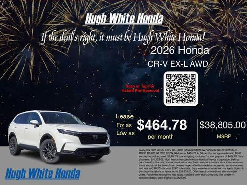 Platinum White Pearl 2026 Honda CR-V EX-L AWD