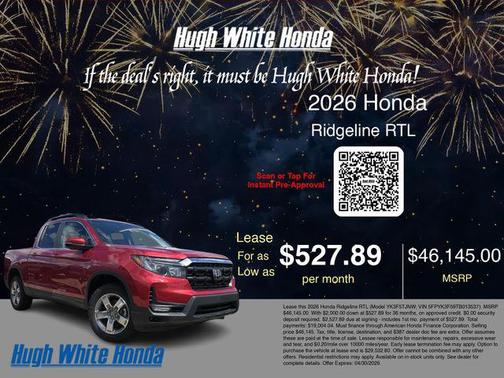 Radiant Red Metallic II 2026 Honda Ridgeline RTL