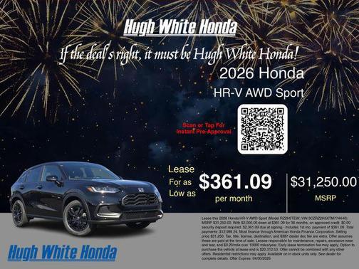 Deep Ocean Pearl 2026 Honda HR-V AWD Sport