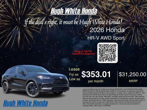 Crystal Black Pearl 2026 Honda HR-V AWD Sport