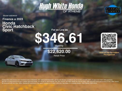 Platinum White Pearl 2023 Honda Civic Sport