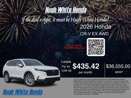 Platinum White Pearl 2026 Honda CR-V EX AWD