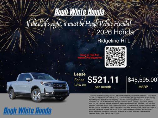 Sonic Gray Pearl 2026 Honda Ridgeline RTL