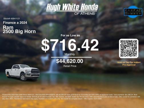 Bright White Clearcoat 2024 RAM 2500 Big Horn Crew Cab 4x4 6'4' Box