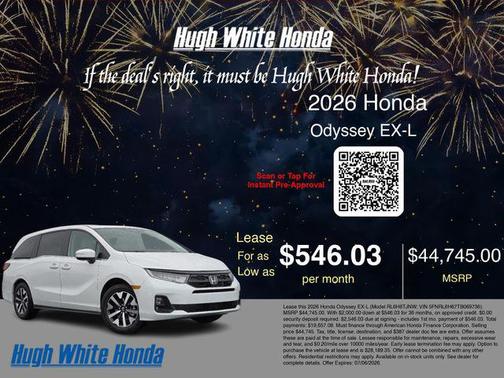 Platinum White Pearl 2026 Honda Odyssey EX-L
