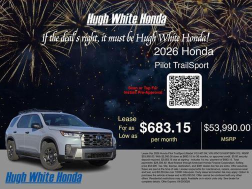 Sonic Gray Pearl 2026 Honda Pilot TrailSport