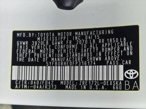 2015 Toyota Corolla S Plus