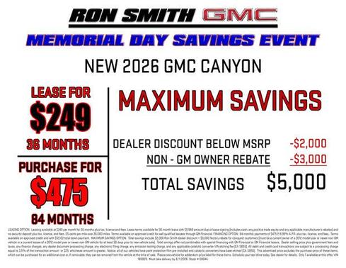 Onyx Black 2026 GMC Canyon Elevation