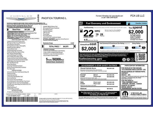 Brilliant Black Crystal Pearlcoat 2023 Chrysler Pacifica Touring L