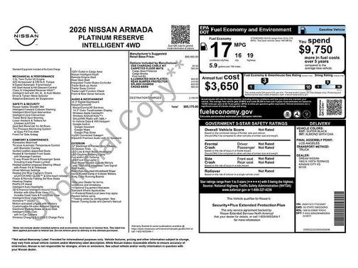 Super Black 2026 Nissan Armada Platinum Reserve